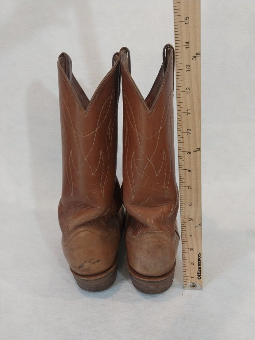 Tony Lama Western Boots Womens 7.5 D Tan Brown Leather Pointy Embroidery Cowgirl - Picture 2 of 15